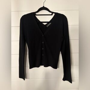LOFT Black V-Neck Cardigan Sweater